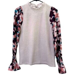 THML Textured Floral Sleeve Knit Top Size XS